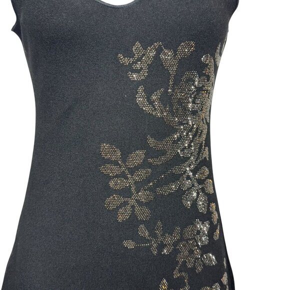 ZARA Size Small Stretch Knit shimmer midi dress Black sleeveless NEW - Picture 6 of 12